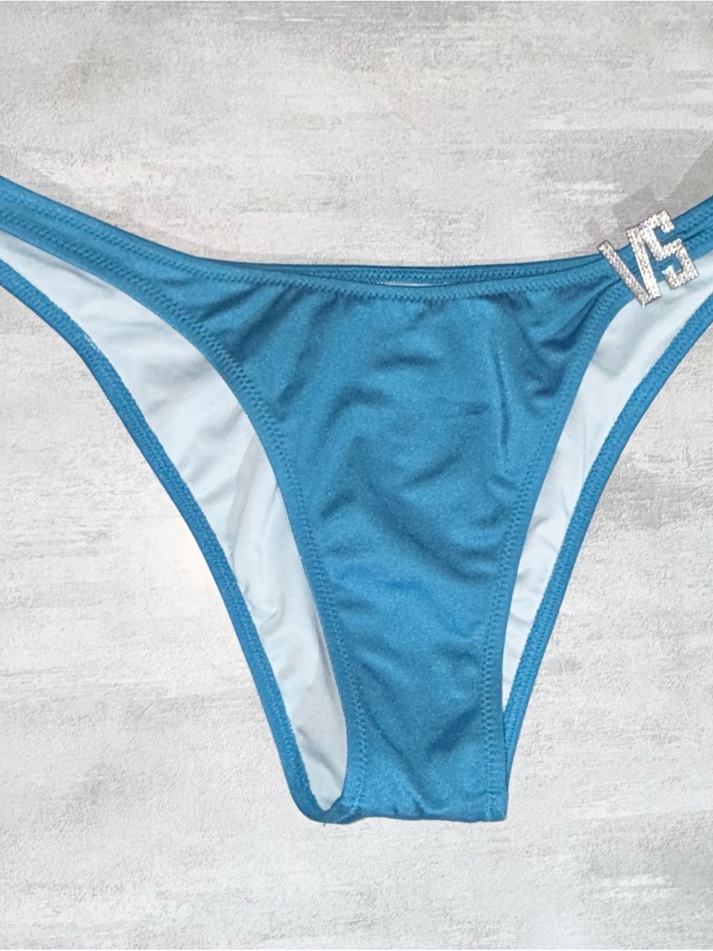 Victoria’s Secret Blue Rhinestone VS Logo Bikini Set Size Medium - Picture 8 of 15